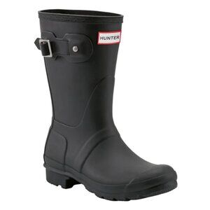 New Hunter Women's Original Rain Short Boot, Black, Waterproof, Traction Sole
